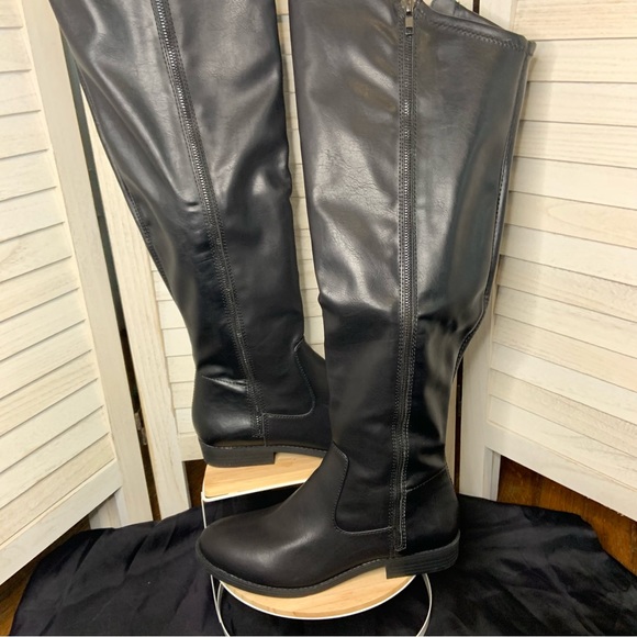 A New Approach Bradley Black Faux Leather Zip Up Over the Knee Boots Size 9 - Picture 7 of 10